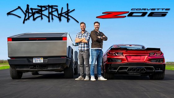 Video: Tesla Cybertruck Cyberbeast vs Corvette Z06 // DRAG &amp; ROLL RACE