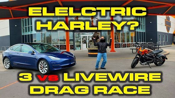 Video: FIRST ELECTRIC HARLEY 1/4 MILE RACE * Tesla Model 3 vs Harley-Davidson Livewire 1/4 Mile