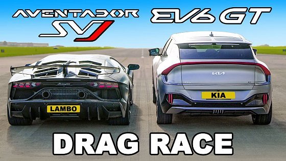 Video: Lamborghini Aventador SVJ v 585hp Kia EV6 GT: DRAG RACE