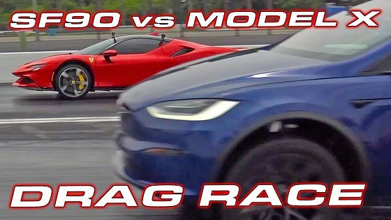 Video: 1,000 HP BATTLE * SF90 vs MODEL X * World&#39;s Quickest Ferrari races the Tesla Model X Plaid