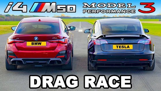 Video: BMW i4 M50 v Tesla Model 3 Performance: DRAG RACE