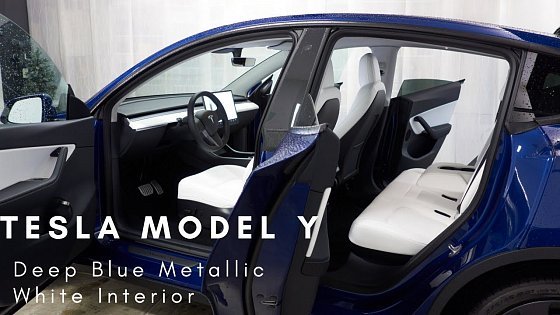 Video: Tesla Model Y Performance in Deep Blue Metallic and White Interior First Look/Review (no commentary)
