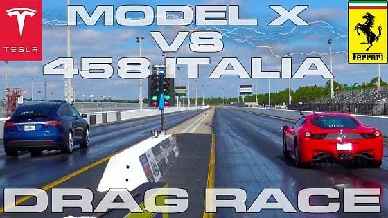 Video: Tesla Model X P90D Ludicrous vs Ferrari 458 Italia 1/4 Mile Drag Race
