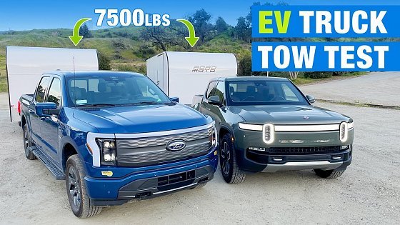 Video: Electric Truck Tow Test: 2022 Rivian R1T vs. 2022 Ford F-150 Lightning | Towing with Electric Trucks