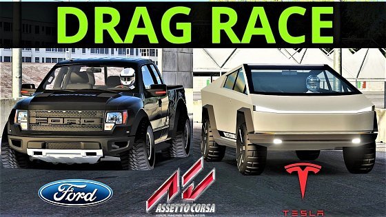 Video: Tesla CYBERTRUCK VS Ford F-150 Raptor | 2000m Drag Race | Assetto Corsa | 4K