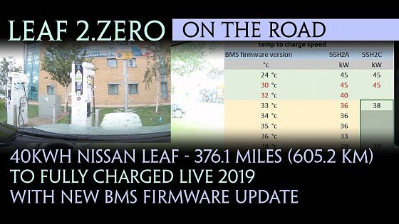 Video: 40kWh Nissan Leaf - 376.1 miles (605.2 km) to Fully Charged Live 2019 with new BMS firmware update