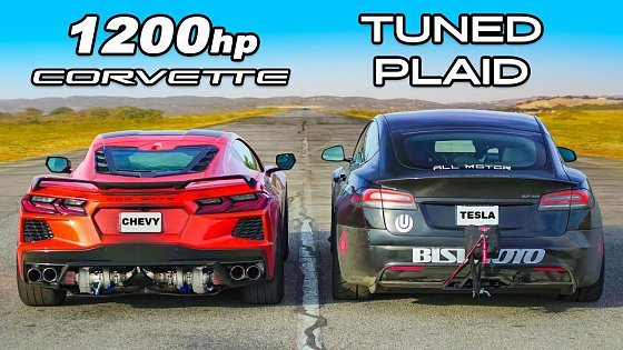Video: 1200hp Corvette C8 v Model S Plaid: DRAG RACE