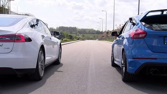 Video: Drag race: Tesla Model S 70D vs. Ford Focus RS
