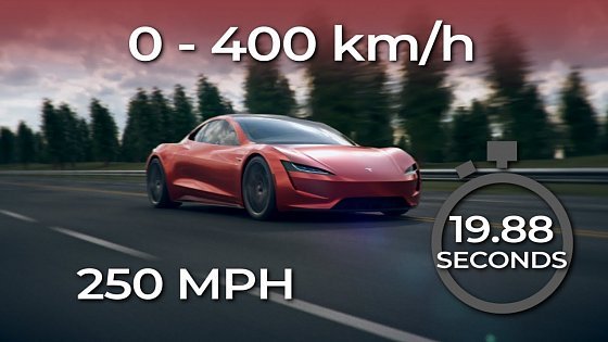 Video: TESLA ROADSTER - Acceleration 0-400 km/h (250 MPH)