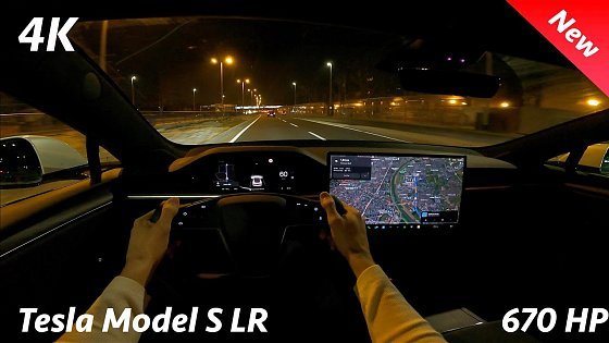 Video: Tesla Model S 2023 - Night POV &amp; FULL Review in 4K (Long Range, FSD), Acceleration 0 - 100 km/h