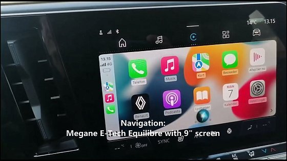 Video: Renault Megane E-Tech Equilibre with 9&quot; screen (Danish market). Navigation using Apple Carplay