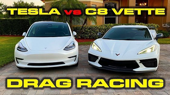 Video: STRADMAN C8 CORVETTE vs TESLA * 2020 Chevy Corvette C8 vs Tesla Model 3 Performance * PLUS TESTS