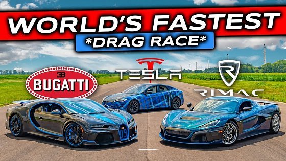 Video: WORLD&#39;S FIRST: Rimac Nevera V Bugatti Chiron SuperSport V Tesla Plaid... *DRAG RACE*