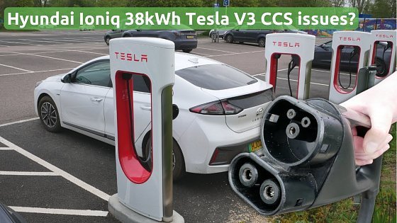 Video: Charging a Hyundai Ioniq 38kWh on Tesla Supercharger v3. Does the CCS plug fit?