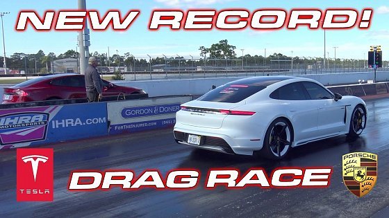 Video: NEW EV RECORD! * Taycan Turbo S vs Tesla Model S Performance 1/4 Mile Down a REAL DRAG STRIP