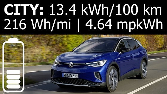 Video: Volkswagen ID.4 77 kWh CITY energy economy consumption real-life test mpkWh urban kWh/100 km power