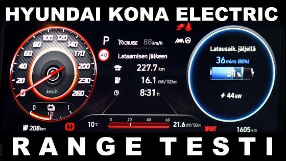 Video: Hyundai Kona Electric 64 kWh RANGETESTI - Sine&#39;s Car VLOG #130