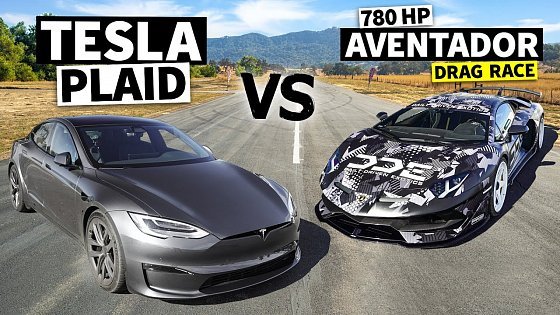 Video: Daily Driven Exotics 780hp Lamborghini Aventador SVJ vs Tesla Model S Plaid // THIS vs PLAID