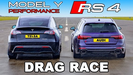 Video: Audi RS4 v Tesla Model Y: DRAG RACE