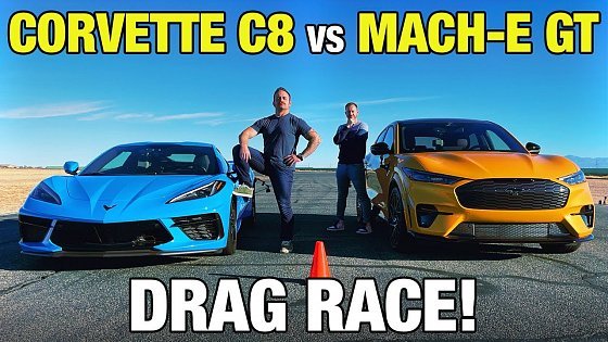 Video: Drag Race! Ford Mustang Mach-E GT vs. Chevy Corvette C8 | 0-60, Horsepower, Rollouts &amp; More
