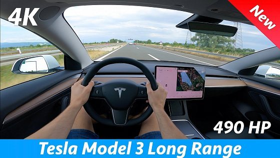 Video: Tesla Model 3 Long Range 2021 Refresh - POV test drive in 4K | Dual Motor 490 HP, Acceleration 0-100