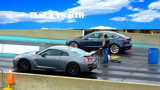 Video: TESLA MODEL 3 AWD vs NISSAN GT-R - WHO WILL GET SMOKED