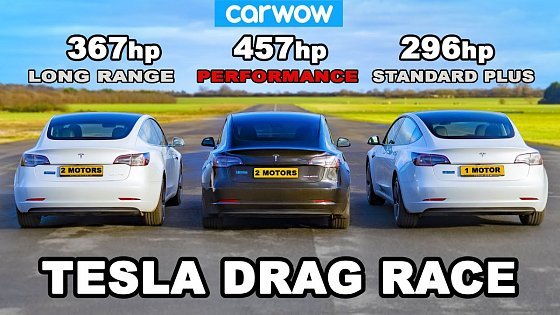 Video: Tesla Model 3 DRAG RACE *Performance v Long Range v Standard Plus*