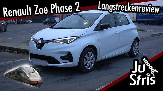 Video: Review Renault Zoe Phase 2 EV50 R110 Langstrecke - E-Auto vs. Verbrenner vs. Zug - JuStris Garage