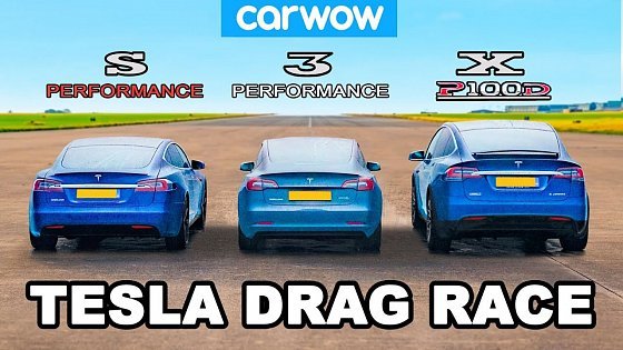 Video: Model S vs 3 vs X - Tesla Performance DRAG RACE, ROLLING RACE &amp; BRAKE TEST!