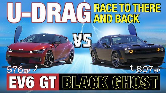 Video: U-DRAG RACE: Kia EV6 GT vs. Dodge Challenger Black Ghost | Quarter Mile, Handling &amp; More!
