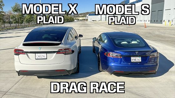 Video: Tesla Model S Plaid VS Model X Plaid: DRAG RACE