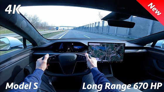 Video: Tesla Model S 2023 - POV Test drive in 4K (Long Range, 670 HP, FSD), Autobahn acceleration