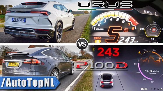 Video: Lamborghini Urus vs Tesla Model X P100D 0-240km/h ACCELERATION &amp; AUTOBAHN POV by AutoTopNL