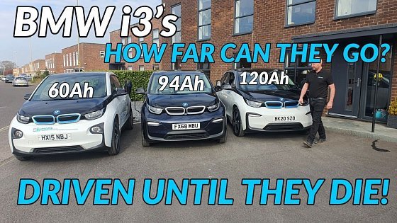 Video: BMW i3 60Ah REX v 94Ah v 120Ah maximum range test. Driven until they die convoy comparison...