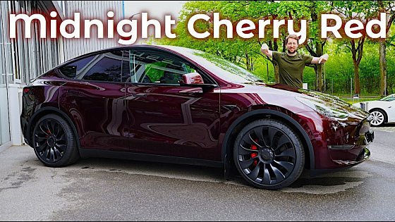 Video: NEW Tesla Model Y Performance Midnight Cherry Red 2023