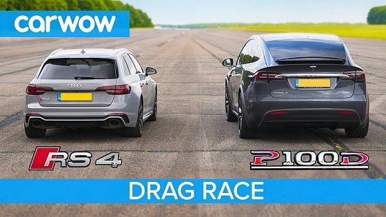 Video: Audi RS4 vs Tesla Model X P100D - DRAG RACE, ROLLING RACE &amp; BRAKE TEST
