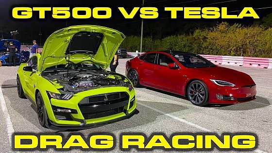 Video: GT500 vs TESLA * Ford Mustang Shelby GT500 vs Tesla Model S Performance Drag Racing 1/4 Mile