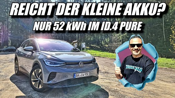 Video: VW ID.4 Pure Reale Reichweite vom BASIS AKKU mit 52 kWh! #vwid4 #id4pure #elektroauto